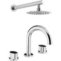 Abode Debut Thermostatic Deck Mounted 3 Hole Bath Mixer Tap And Wall Mounted Shower