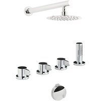 Abode Bliss Thermostatic Deck Mounted 4 Hole Bath Overflow Filler Kit With Wall Mounted Shower