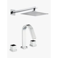 Abode Zeal Thermostatic Deck Mounted 3 Hole Bath Mixer Tap With Wall Mounted Shower
