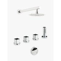 Abode Fervour Thermostatic Deck Mounted 4 Hole Bath Overflow Filler Tap Kit With Wall Mounted Shower