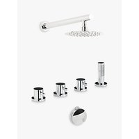 Abode Harmonie Thermostatic Deck Mounted 4 Hole Bath Overflow Filler Kit With Wall Mounted Shower