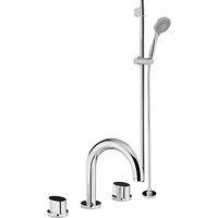 Abode Debut Thermostatic Deck Mounted 4 Hole Bath Mixer Tap And Sliding Rail Shower Kit