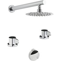 Abode Bliss Thermostatic Deck Mounted 2 Hole Bath Overflow Filler Tap Kit With Wall Mounted Shower