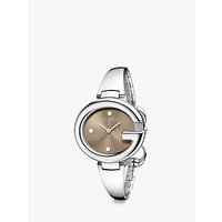Gucci YA134302 Women's Guccissima Bangle Strap Watch, Silver/Brown