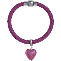 Martick Bohemian Glass Heart Woven Leather Bracelet