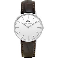 Daniel Wellington 0610DW Women's Classy York Leather Strap Watch, Brown Croc