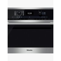 Miele H6300BM ContourLine Single Electric Oven With Microwave, Clean Steel