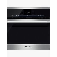 Miele H6500BM ContourLine Single Electric Oven With Microwave, Clean Steel