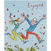 Woodmansterne Man And Woman Leaping Through Flowers Engagement Card