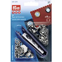 Prym Eyelets With Washers, 8mm, Silver, Pack Of 24