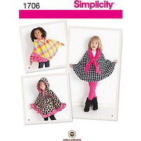 Simplicity Child's Fleece Capes Sewing Pattern, 1706, A