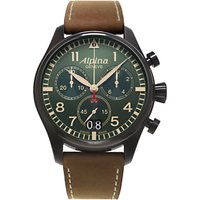 Alpina AL-372BGR4S6 Men's Startimer Chronograph Fabric Strap Watch, Grey/Khaki