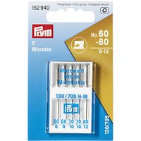 Prym Microtex Sewing Machine Needles, Sizes 60-80, Pack Of 5