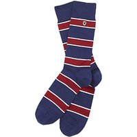 Barbour Hexham Seaweed Stripe Socks, Blue/Red