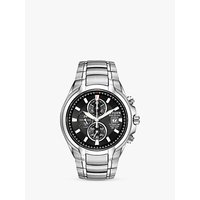 Citizen CA0260-52E Men's Eco-Drive Titanium Chronograph Bracelet Strap Watch, Silver/Black