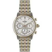 Rotary GB02877/06 Men's Monaco Chronograph Two Tone Bracelet Strap Watch, Silver/Rose Gold