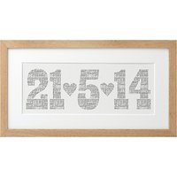 Letterfest Personalised Typographic Date Framed Print, 21 X 42cm