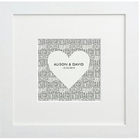 Letterfest Personalised Typographic Heart Framed Print, 25.5 X 25.5cm