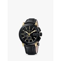 Gucci YA101203 Men's G-Chrono Chronograph Leather Strap Watch, Black