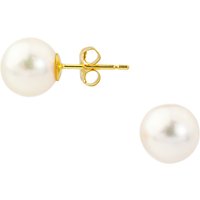 A B Davis 18ct Yellow Gold Cultured Pearl Stud Earrings, White