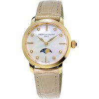 Frédérique Constant FC-206MPWD1S5 Women's Slim Line Moonphase Watch, Cream/Mother Of Pearl