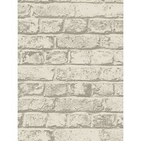 House By John Lewis Brick Wall Wallpaper, Putty