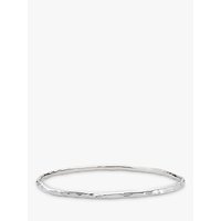 Dower & Hall 3mm Hammered Bangle, Silver