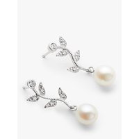 Lido Pearls Leaf Drop Sterling Silver Freshwater Pearl Earrings, Silver/White