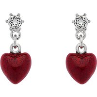 Cachet Rhodium Plated Swarovski Crystal Enamel Heart Drop Earrings, Silver