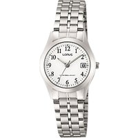 Lorus RH767AX9 Women's Date Bracelet Strap Watch, Silver/White