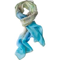 Chesca Blue Printed Silk Scarf, Multi