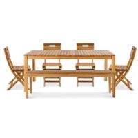 Denia Wooden 6 Seater Dining Set With Bench