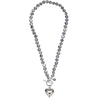 Claudia Bradby Pearl Sterling Silver Heart Charm Necklace, Purple
