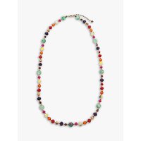 One Button Bright Bead Long Necklace, Multi