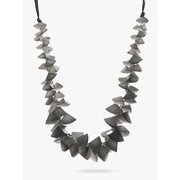 One Button Segments Clusters Cord Necklace, Grey