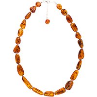 Be-jewelled Amber Necklace Sterling Silver Clasp, Cognac
