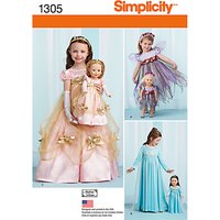 Simplicity Girls' & Dolls' Matching Costumes Sewing Patterns, 1305