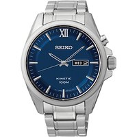 Seiko SMY159P1 Men's Core Kinetic Bracelet Strap Watch, Silver/Blue