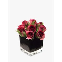 Peony Artificial Roses In Black Cube