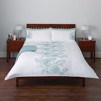 John Lewis Tilly Floral Embroidered Duvet Cover And Pillowcase Set, Duck Egg