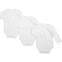 John Lewis Baby Organic Cotton Bodysuit, Pack Of 3, White