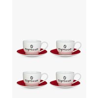 John Lewis Espresso Cup And Saucer, Set Of 4, Red/White