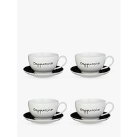 John Lewis Cappuccino Cup And Saucer, Set Of 4, Black/White