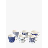 Royal Doulton Pacific Porcelain Mugs, Set Of 6, Blue