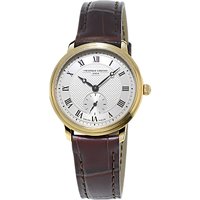 Frédérique Constant FC-235M1S5 Women's Slimline Leather Strap Watch, Brown/Gold