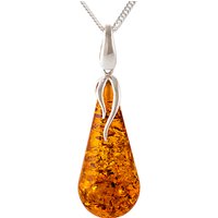 Be-Jewelled Amber Curb Chain Pendant Necklace, Cognac