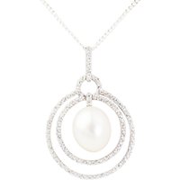 A B Davis Freshwater Pearl Pendant Necklace, Silver