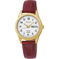 Seiko SUT196P1 Women's Solar Leather Strap Watch, Brown/White