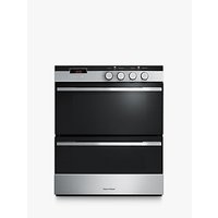 Fisher & Paykel OB60HDEX3 Double Built-Under Electric Oven, Black Glass/Stainless Steel