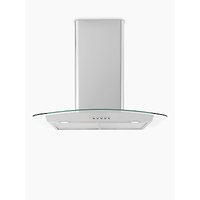 John Lewis JLHDA623 Chimney Cooker Hood, Stainless Steel And Curved Clear Glass